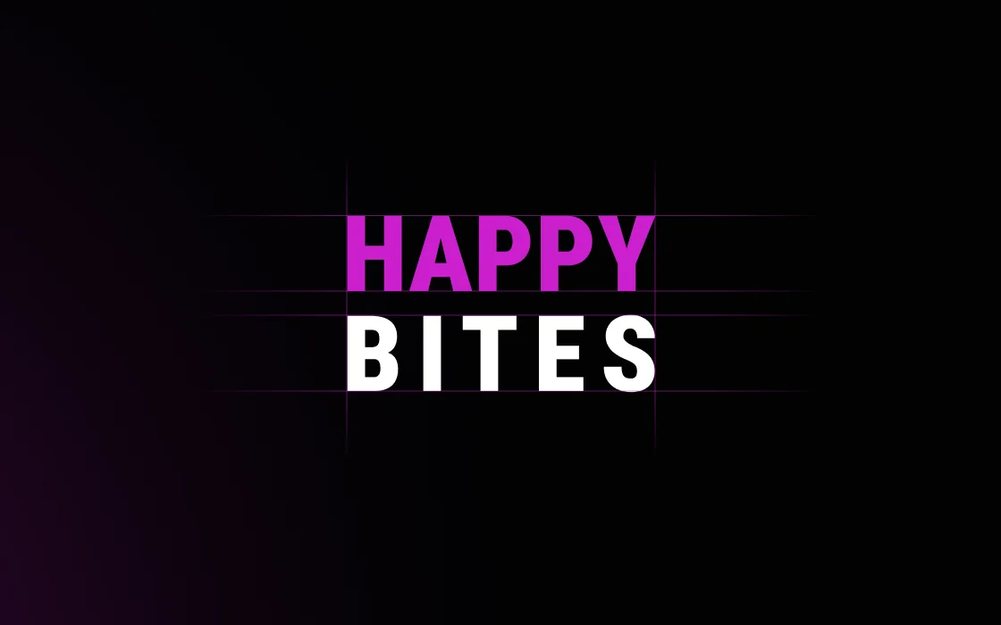 The Happy Bites wordmark: HAPPY in magenta over BITES in white