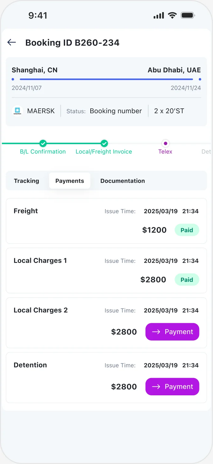 Mobile payments screen