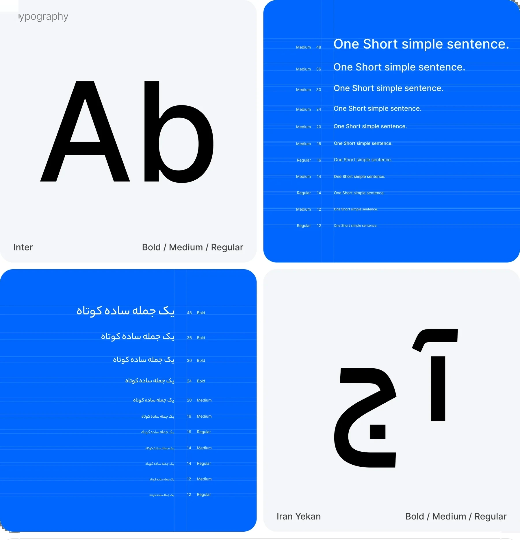 Type specimens: Inter and IRANYekan with their size scales
